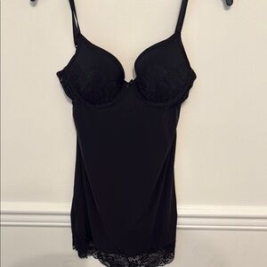 Victoria's Secret Black Lace Chemise with Sheer Panels